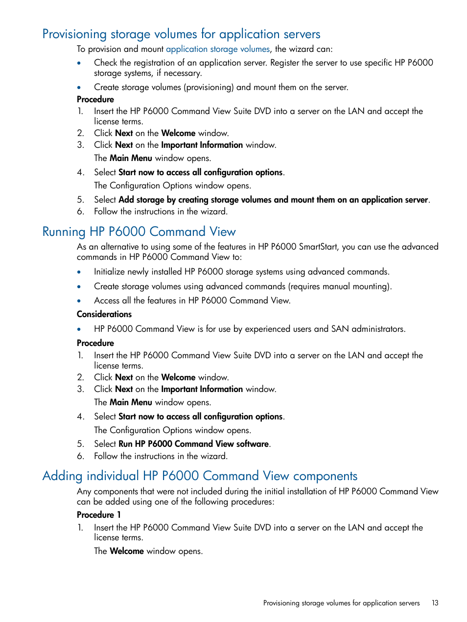 Running hp p6000 command view, Adding individual hp p6000 command view components | HP P6000 SmartStart Storage Software User Manual | Page 13 / 43
