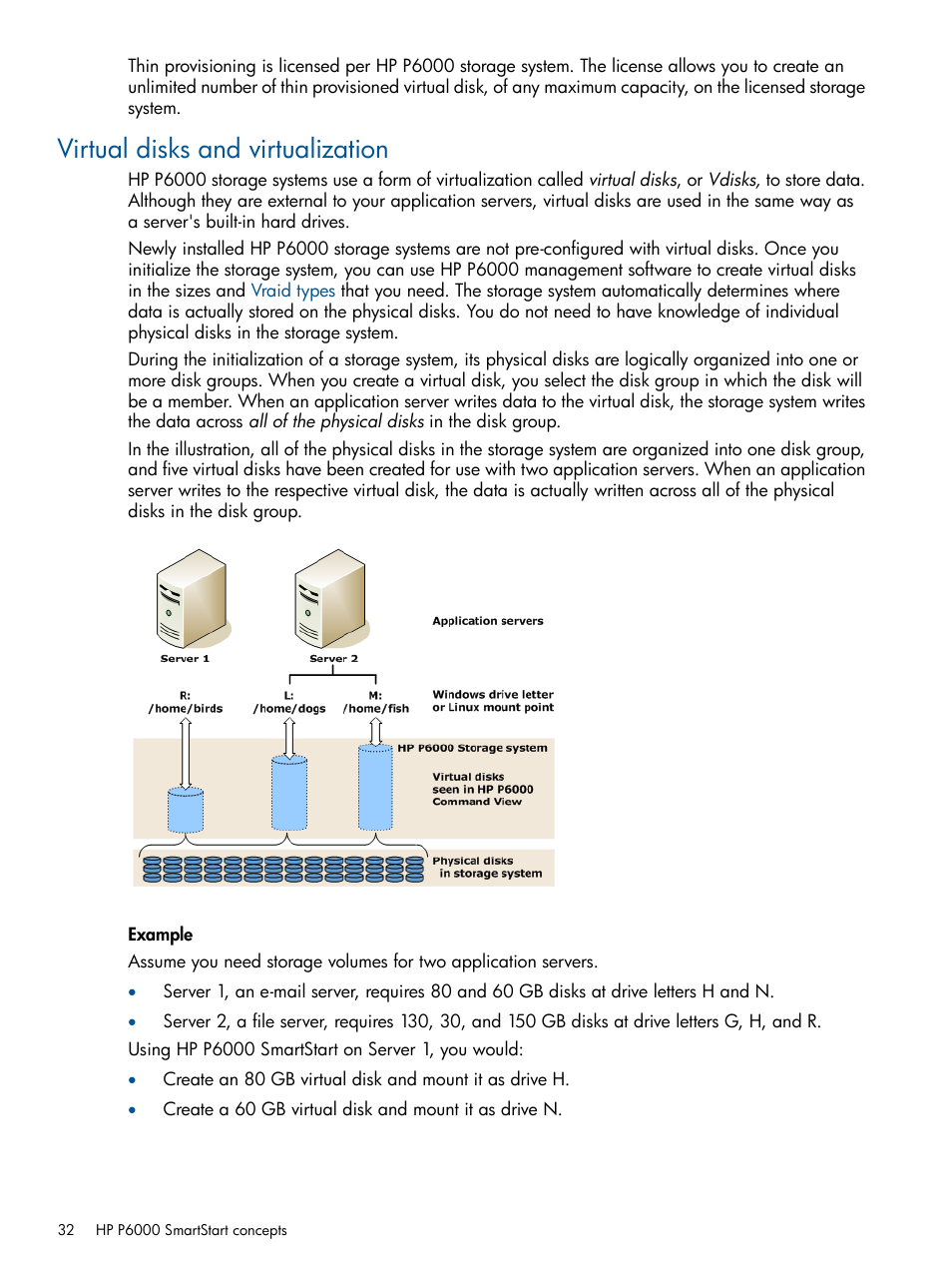 Virtual disks and virtualization, Virtual disks | HP P6000 SmartStart Storage Software User Manual | Page 32 / 43