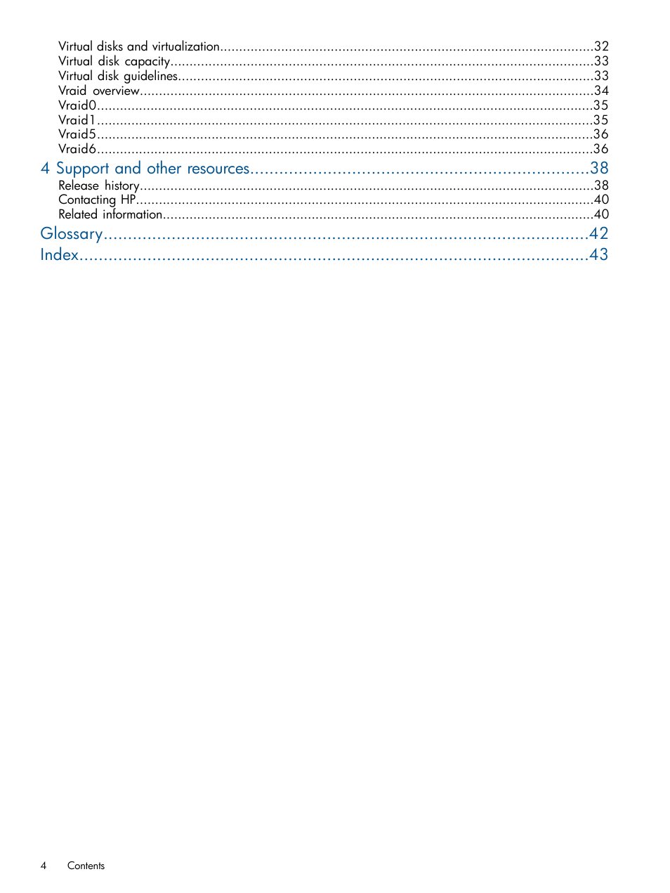 4 support and other resources, Glossary index | HP P6000 SmartStart Storage Software User Manual | Page 4 / 43