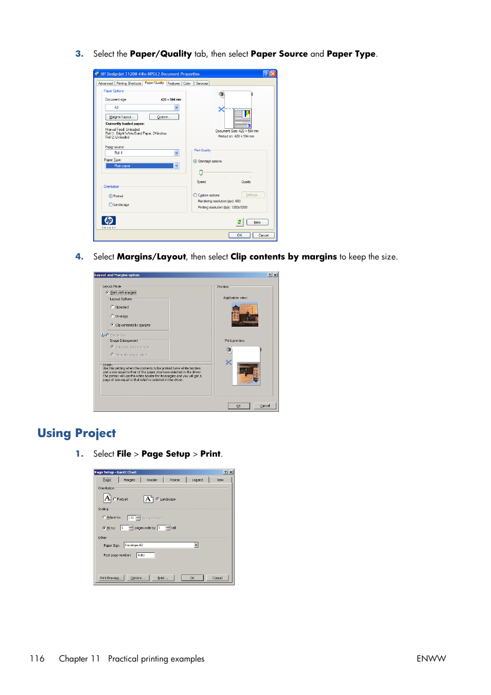 Using project | HP Designjet T1300 ePrinter User Manual | Page 124 / 224