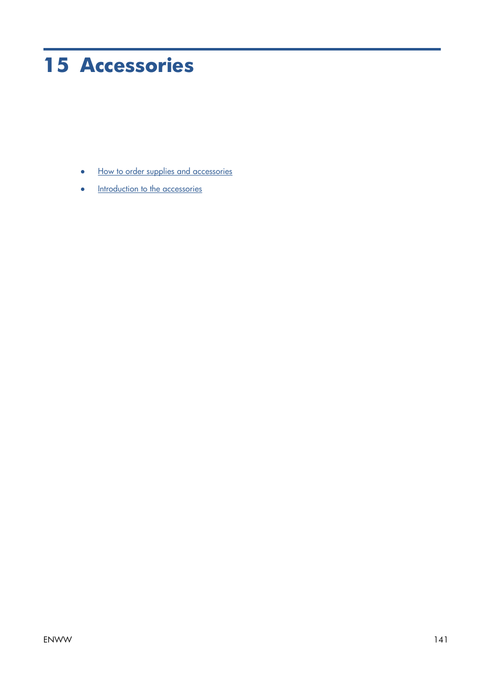 Accessories, 15 accessories | HP Designjet T1300 ePrinter User Manual | Page 149 / 224