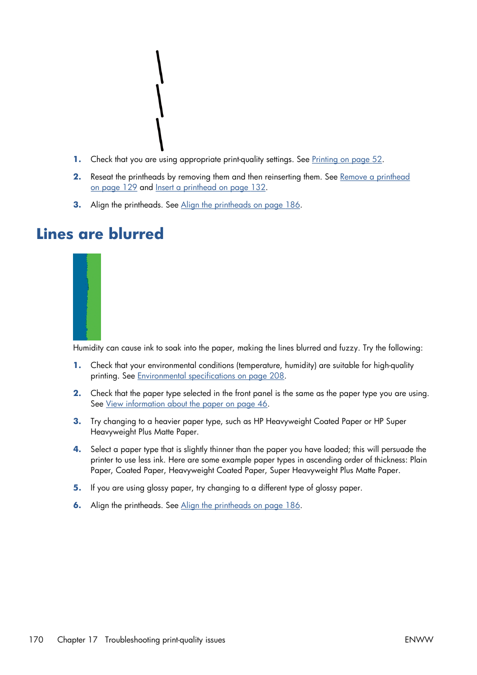 Lines are blurred | HP Designjet T1300 ePrinter User Manual | Page 178 / 224