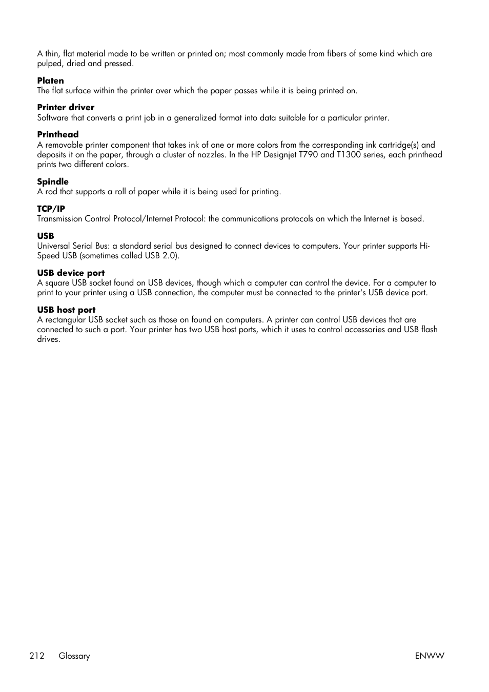 HP Designjet T1300 ePrinter User Manual | Page 220 / 224