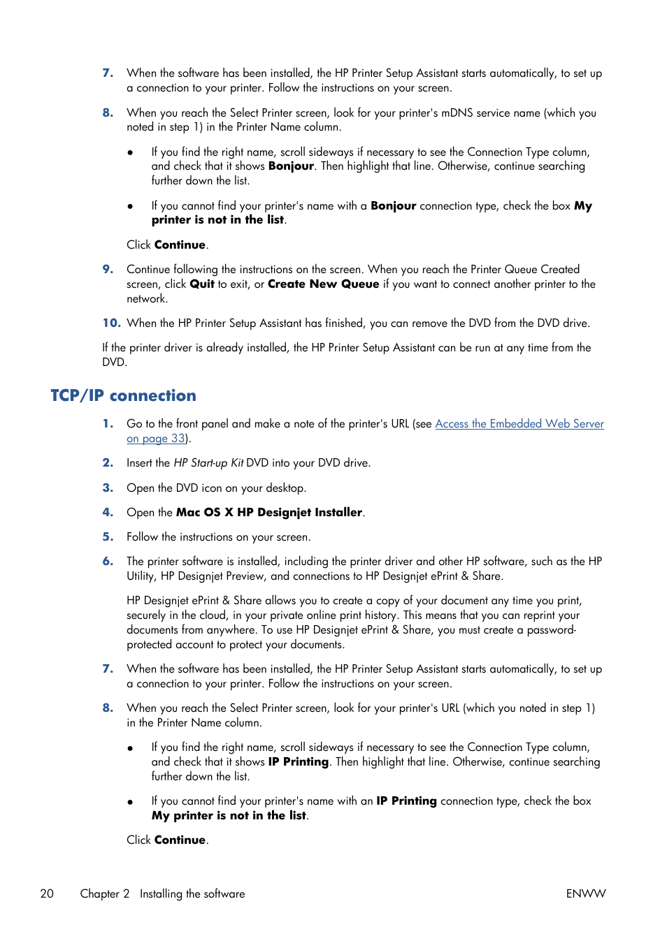 Tcp/ip connection | HP Designjet T1300 ePrinter User Manual | Page 28 / 224