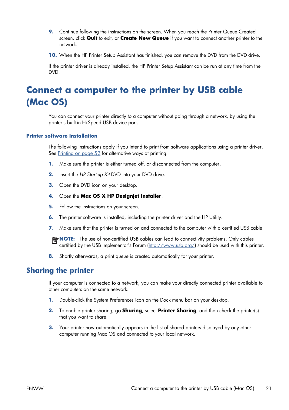 Sharing the printer | HP Designjet T1300 ePrinter User Manual | Page 29 / 224
