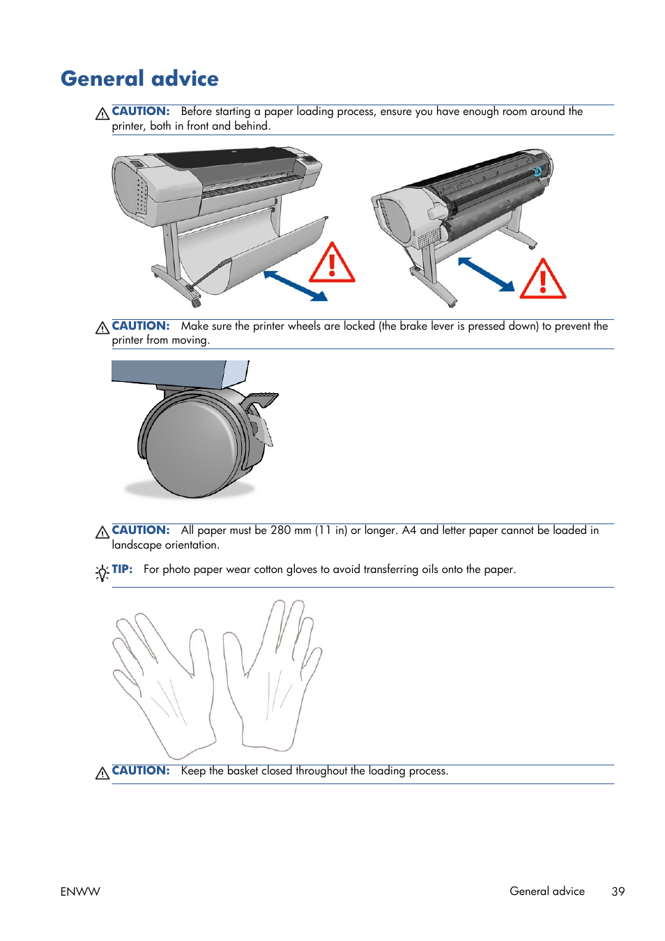 General advice | HP Designjet T1300 ePrinter User Manual | Page 47 / 224