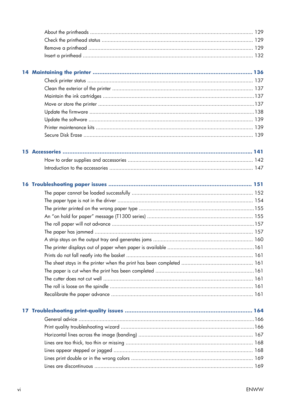 HP Designjet T1300 ePrinter User Manual | Page 6 / 224