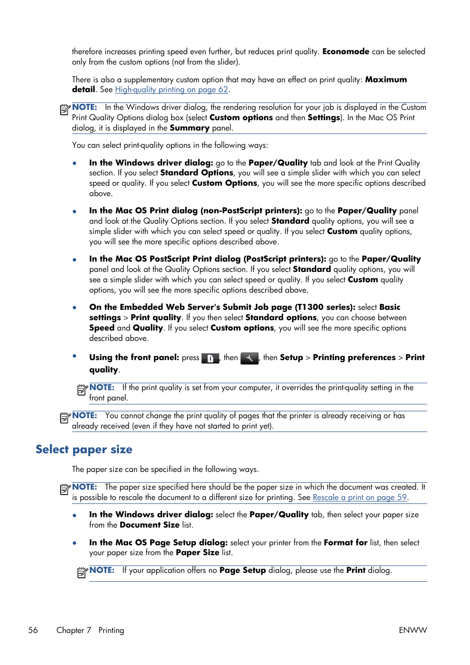 Select paper size | HP Designjet T1300 ePrinter User Manual | Page 64 / 224
