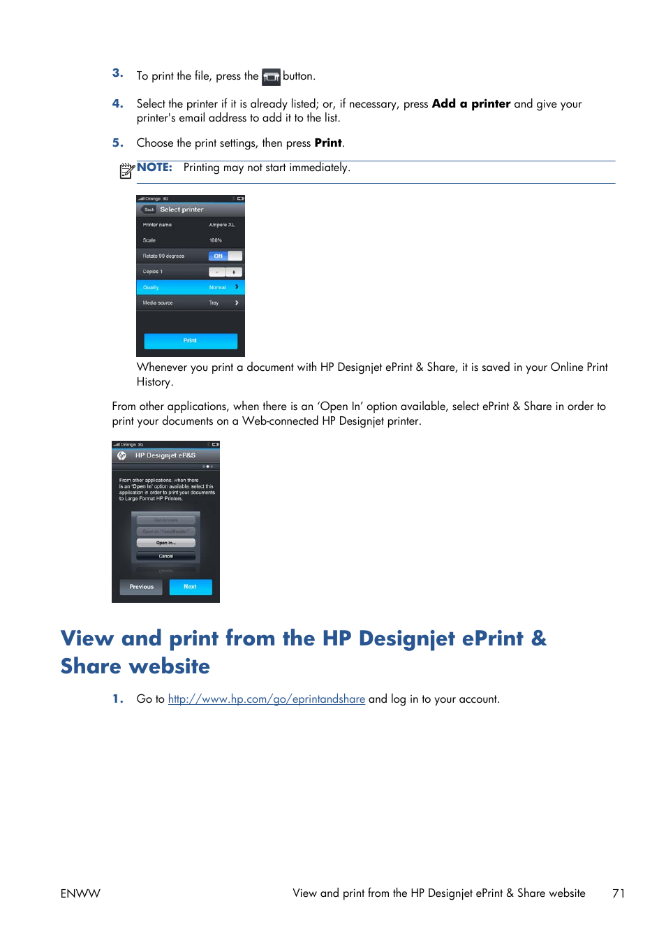 HP Designjet T1300 ePrinter User Manual | Page 79 / 224