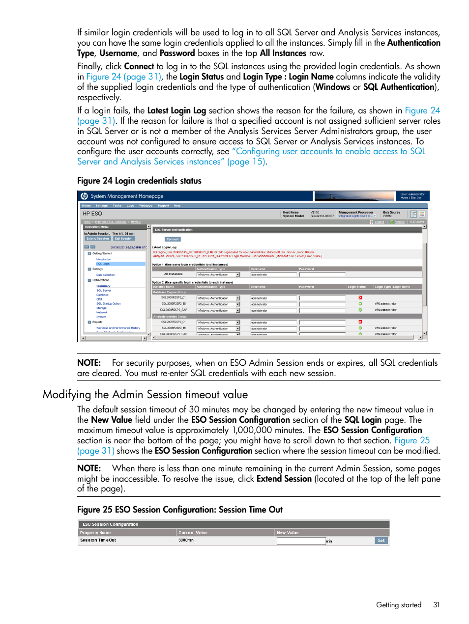 Modifying the admin session timeout value, Modifying the admin | HP ProLiant DL980 G7 Server User Manual | Page 31 / 82