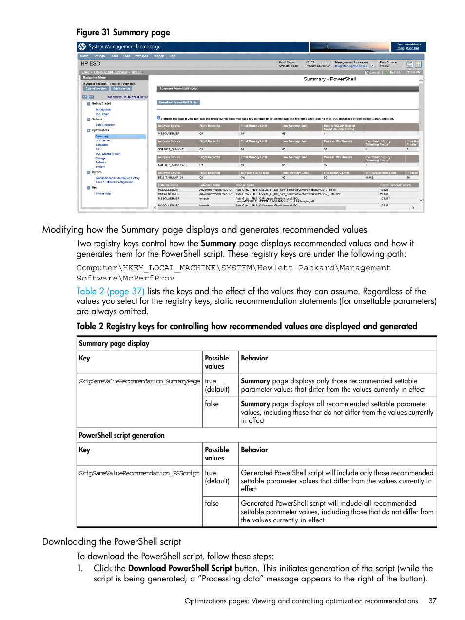 Downloading the powershell script | HP ProLiant DL980 G7 Server User Manual | Page 37 / 82