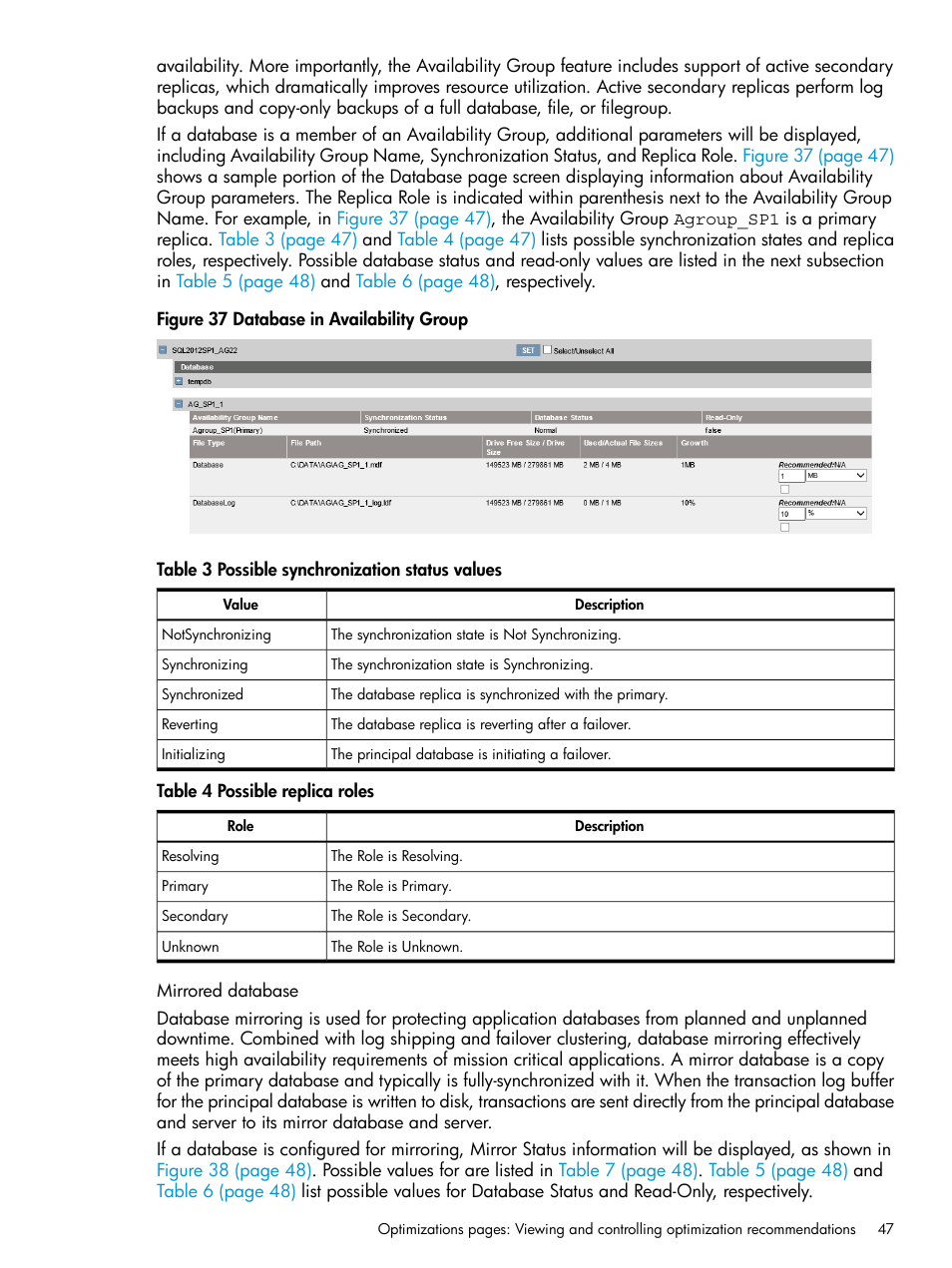 Mirrored database | HP ProLiant DL980 G7 Server User Manual | Page 47 / 82