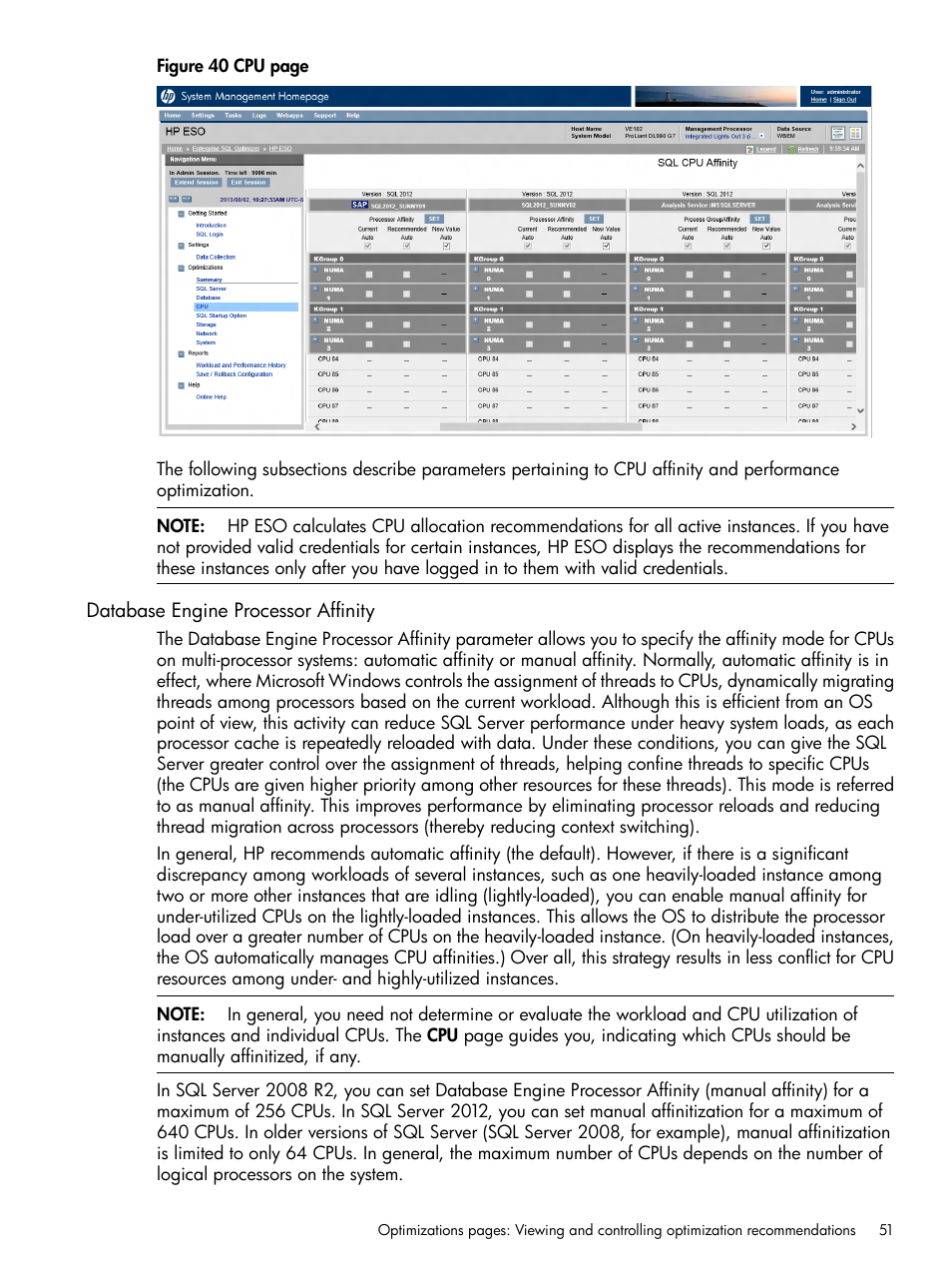 Database engine processor affinity | HP ProLiant DL980 G7 Server User Manual | Page 51 / 82