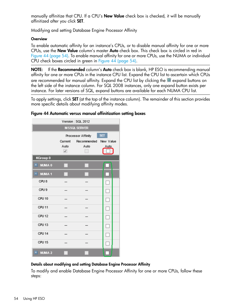 Modifying and setting database engine processor | HP ProLiant DL980 G7 Server User Manual | Page 54 / 82