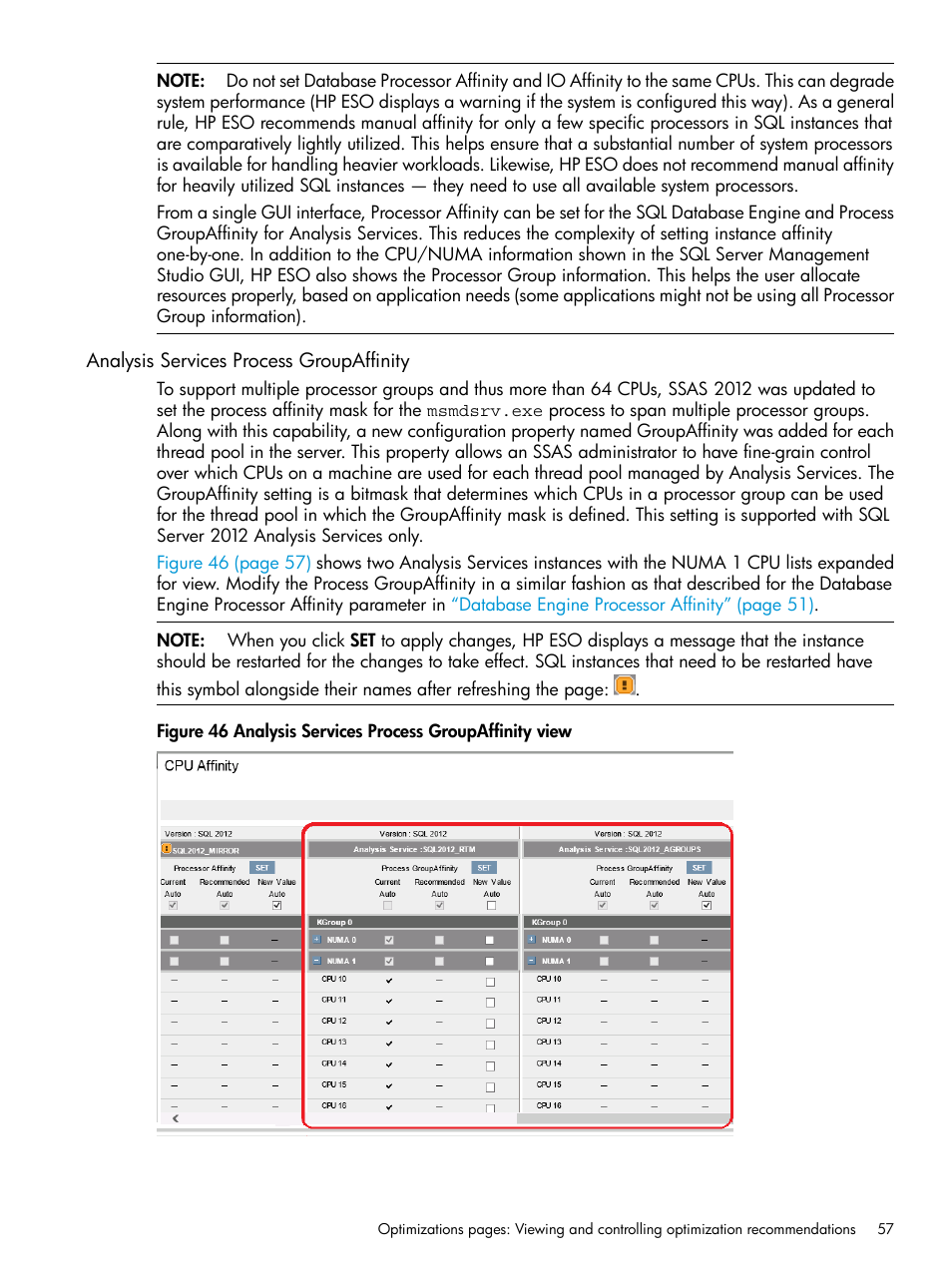 Analysis services process groupaffinity | HP ProLiant DL980 G7 Server User Manual | Page 57 / 82