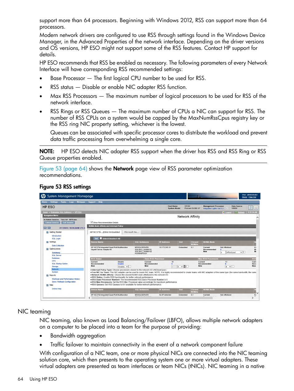 Nic teaming | HP ProLiant DL980 G7 Server User Manual | Page 64 / 82