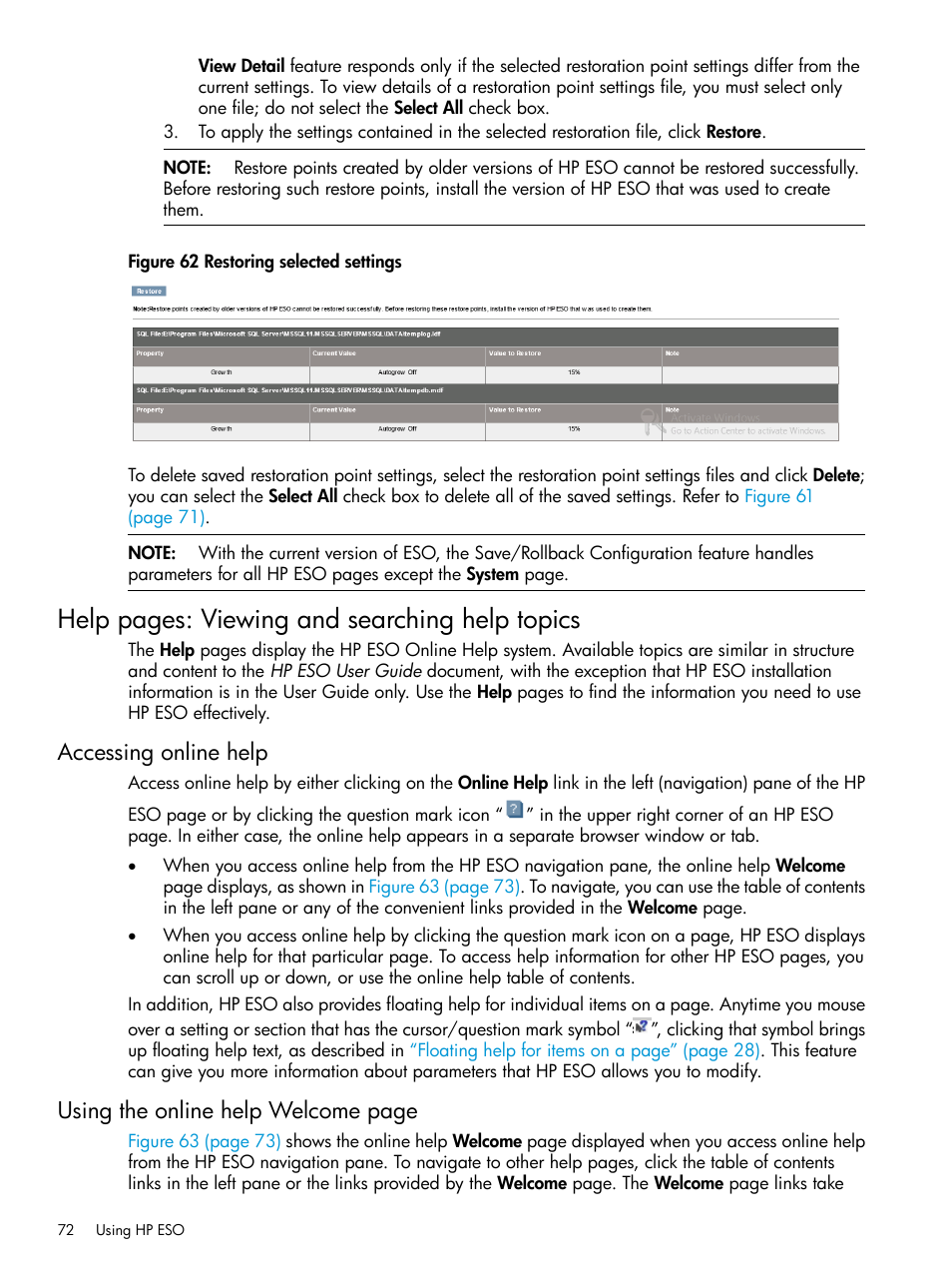 Accessing online help, Help pages: viewing and searching help topics, Using the online help welcome page | HP ProLiant DL980 G7 Server User Manual | Page 72 / 82