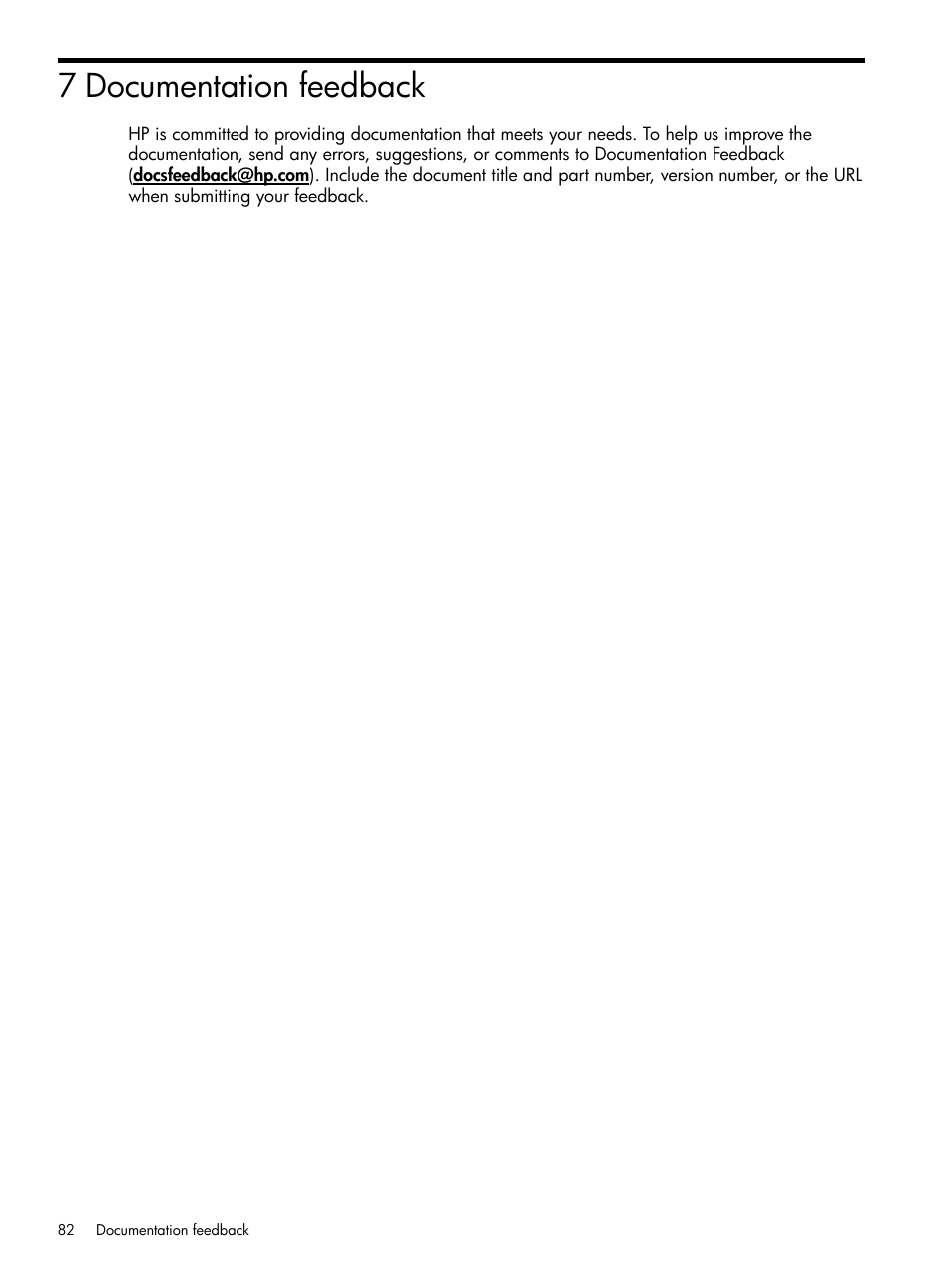 7 documentation feedback | HP ProLiant DL980 G7 Server User Manual | Page 82 / 82