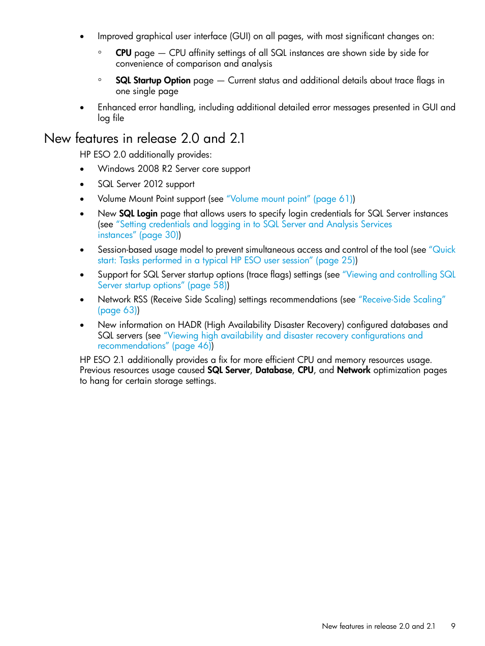 New features in release 2.0 and 2.1 | HP ProLiant DL980 G7 Server User Manual | Page 9 / 82