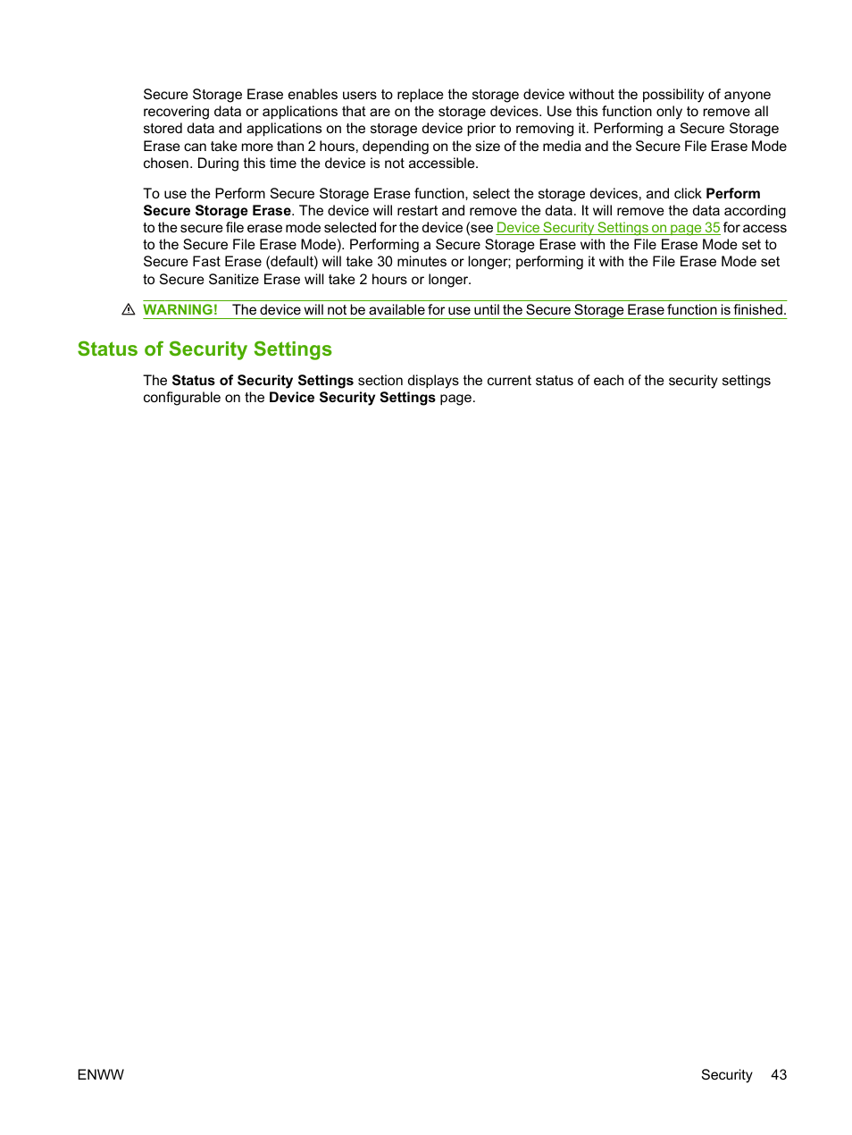 Status of security settings | HP Laserjet p3010 User Manual | Page 53 / 74