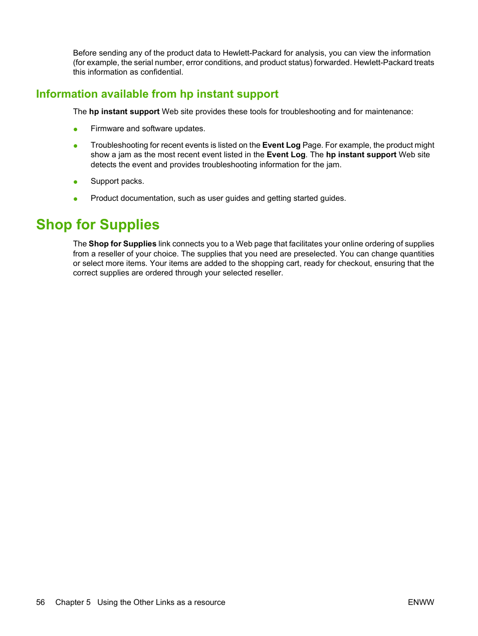 Information available from hp instant support, Shop for supplies | HP Laserjet p3010 User Manual | Page 66 / 74
