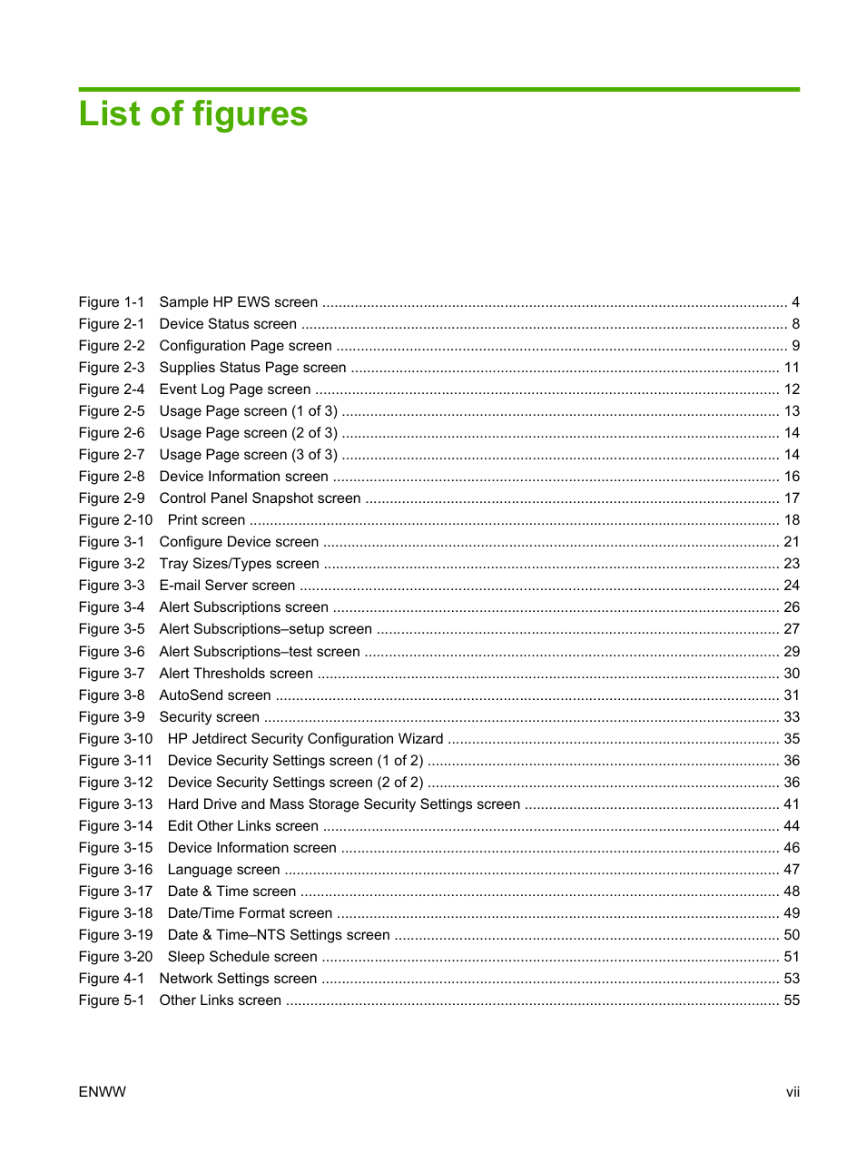 List of figures | HP Laserjet p3010 User Manual | Page 9 / 74