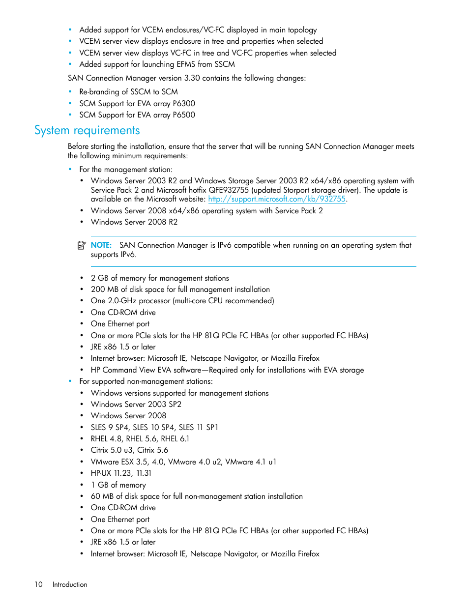 System requirements | HP 8.20q Fibre Channel Switch User Manual | Page 10 / 162