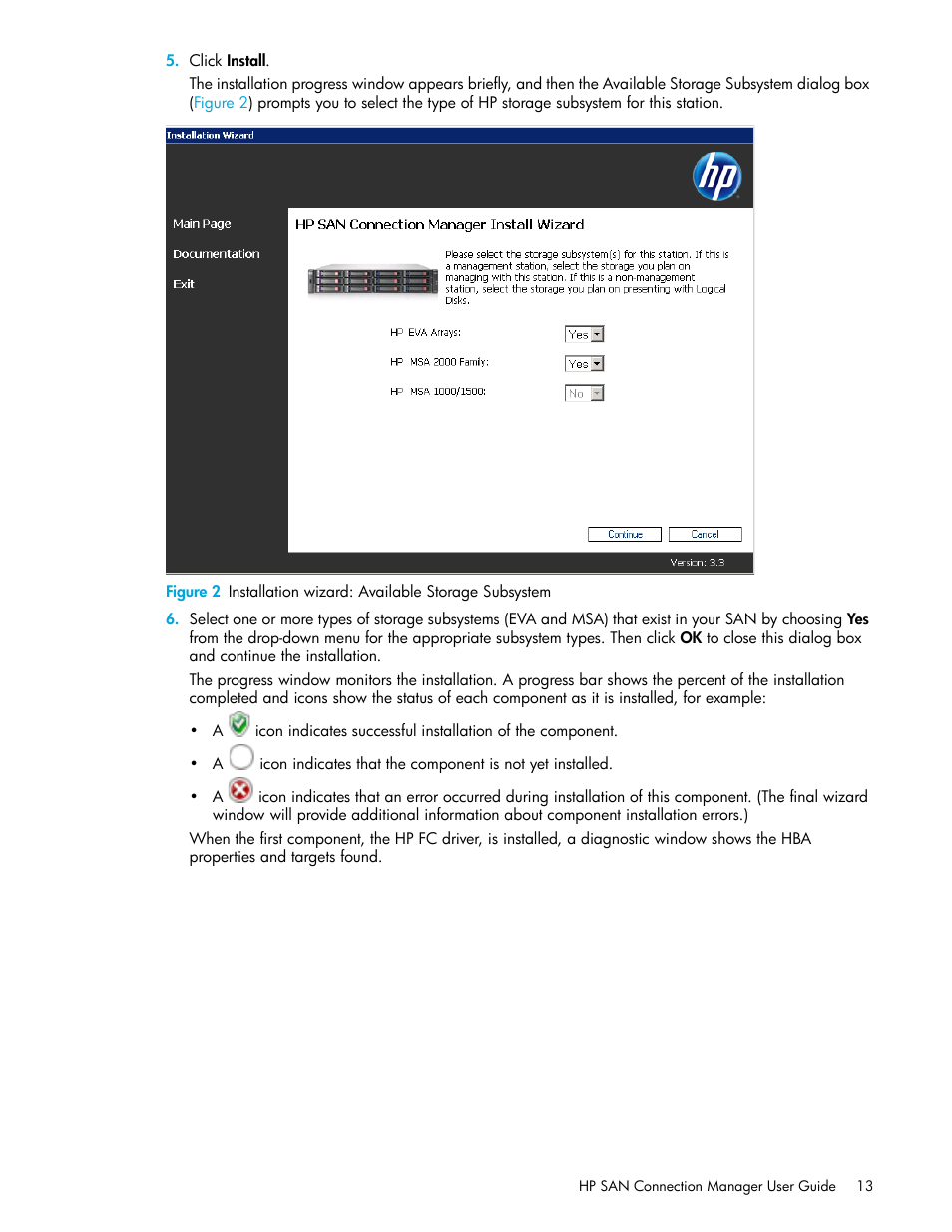 2 installation wizard: available storage subsystem | HP 8.20q Fibre Channel Switch User Manual | Page 13 / 162