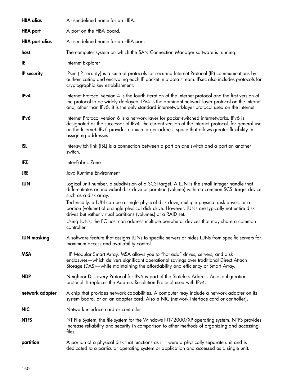 HP 8.20q Fibre Channel Switch User Manual | Page 150 / 162