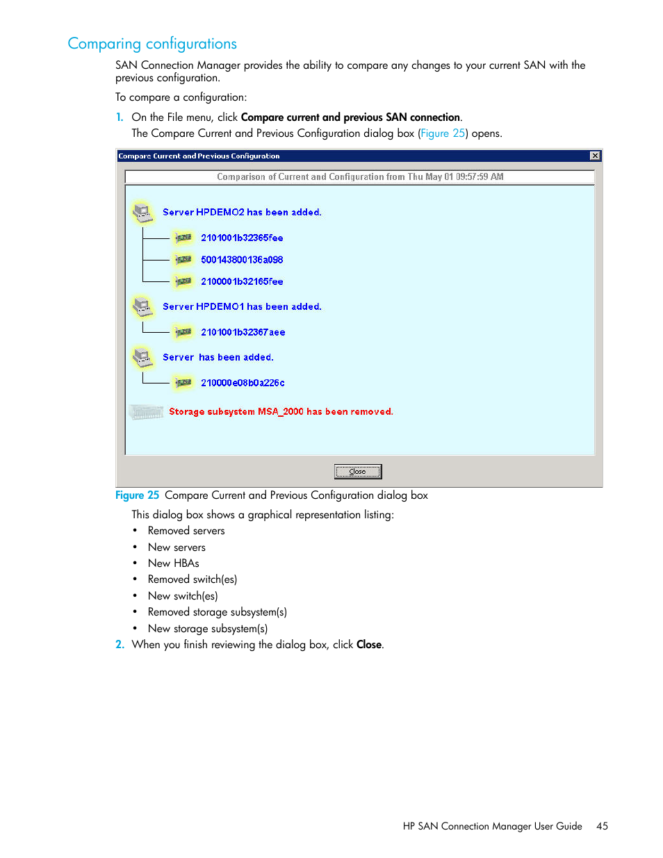 Comparing configurations | HP 8.20q Fibre Channel Switch User Manual | Page 45 / 162