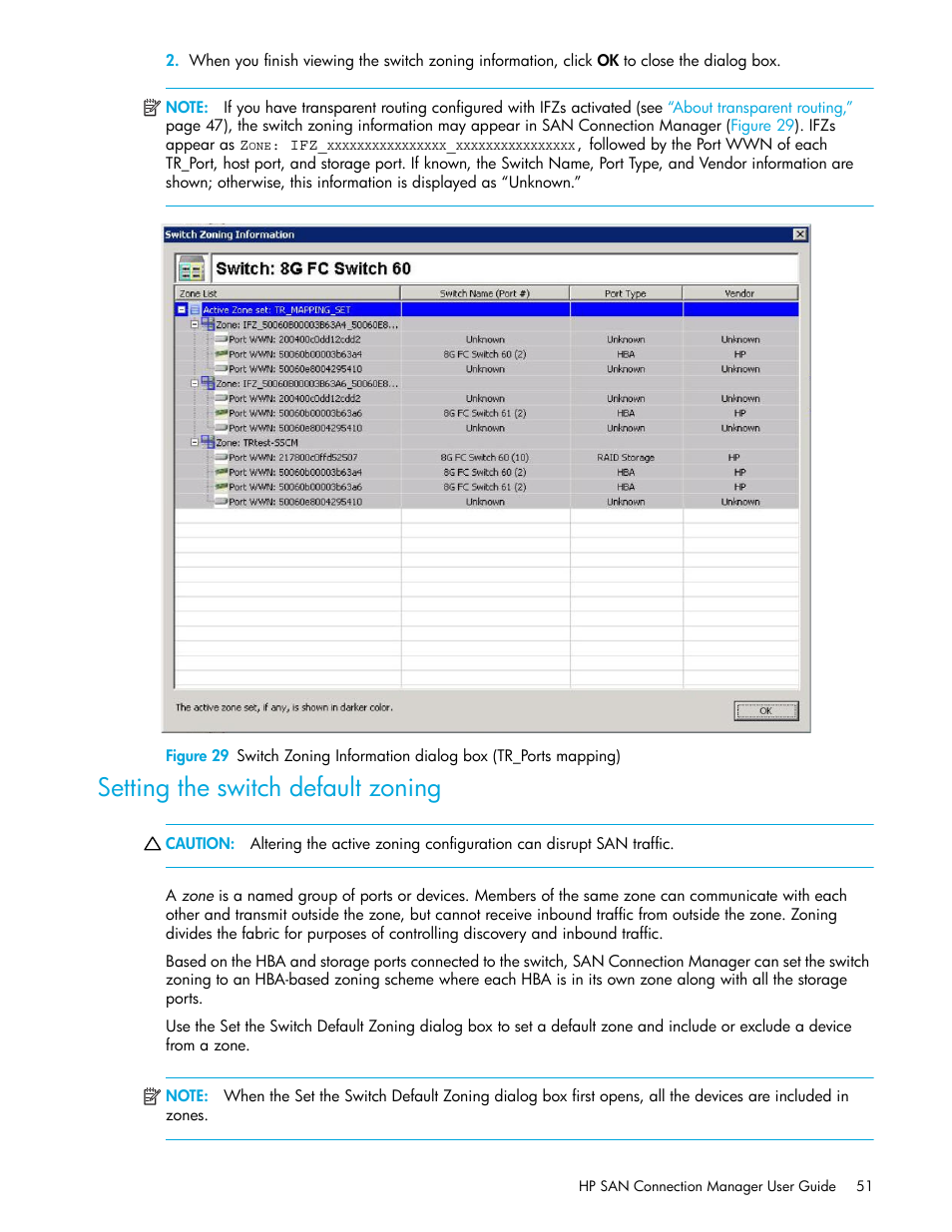 Setting the switch default zoning, Setting the switch default, Zoning | HP 8.20q Fibre Channel Switch User Manual | Page 51 / 162