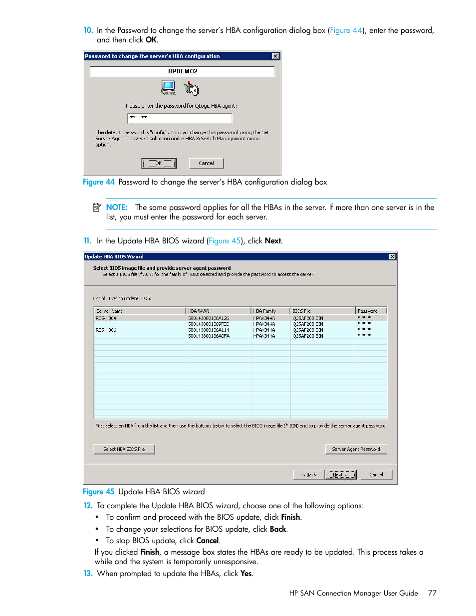 45 update hba bios wizard | HP 8.20q Fibre Channel Switch User Manual | Page 77 / 162