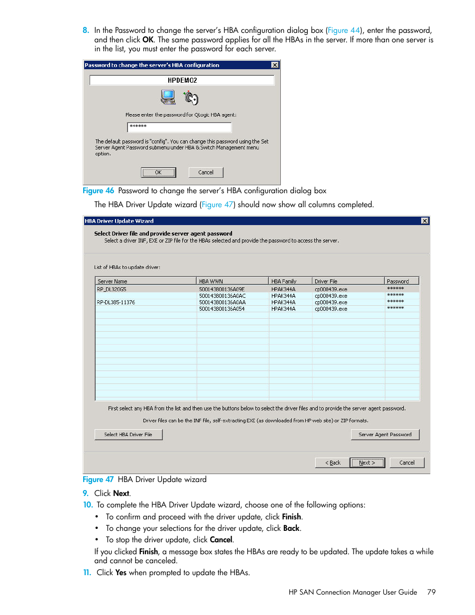 47 hba driver update wizard | HP 8.20q Fibre Channel Switch User Manual | Page 79 / 162