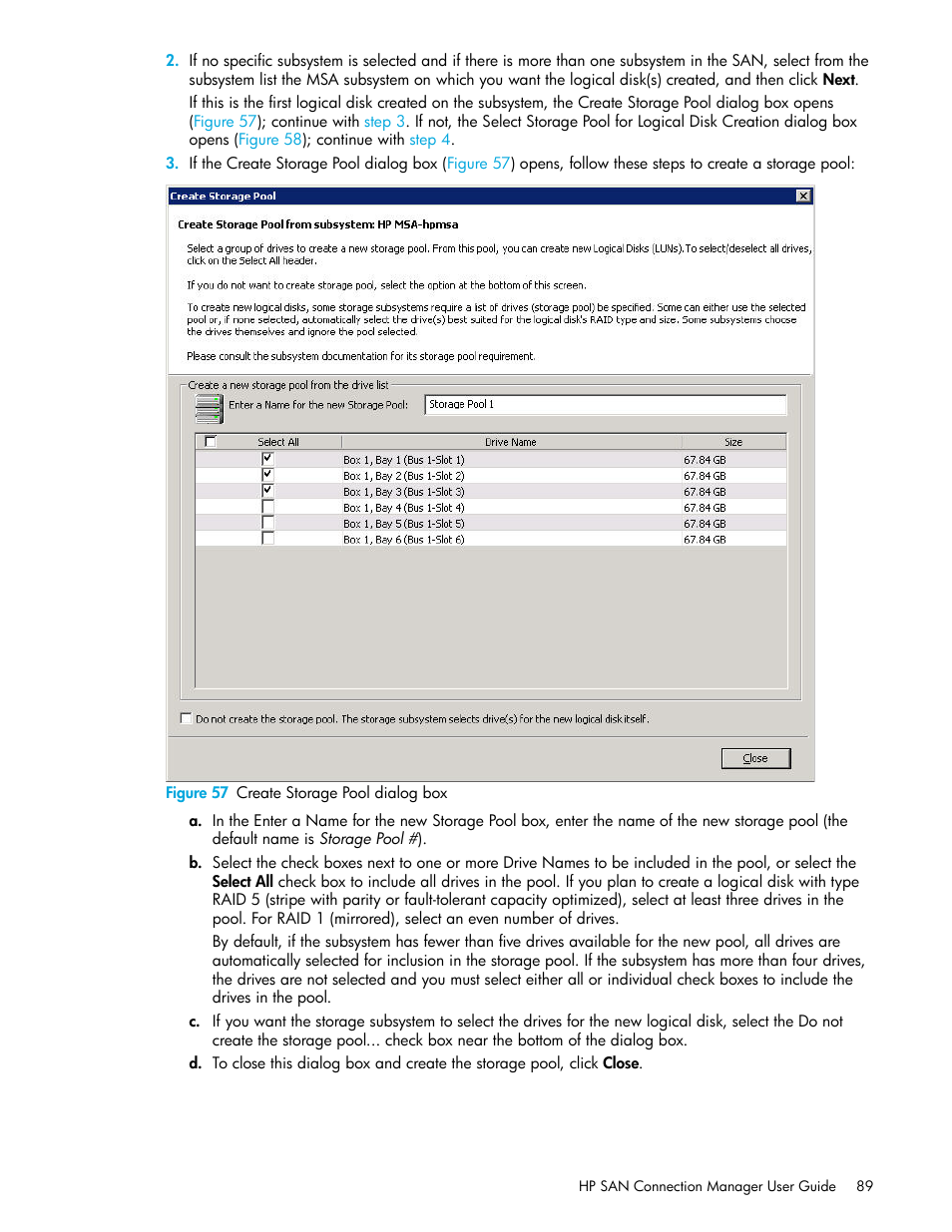 57 create storage pool dialog box | HP 8.20q Fibre Channel Switch User Manual | Page 89 / 162