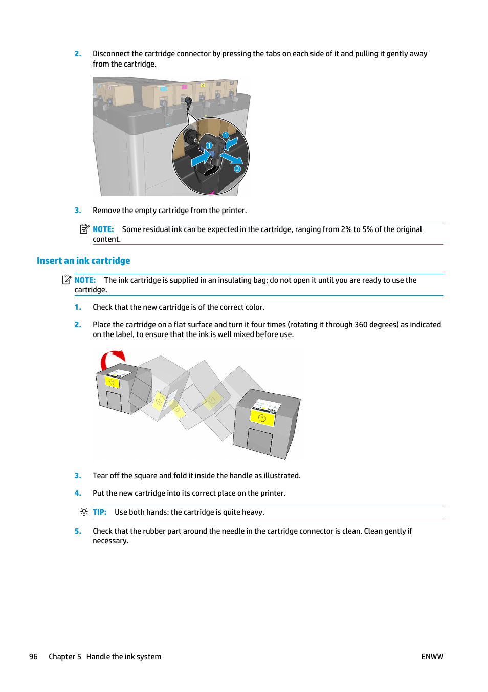 Insert an ink cartridge | HP Latex 3000 Printer User Manual | Page 102 / 312