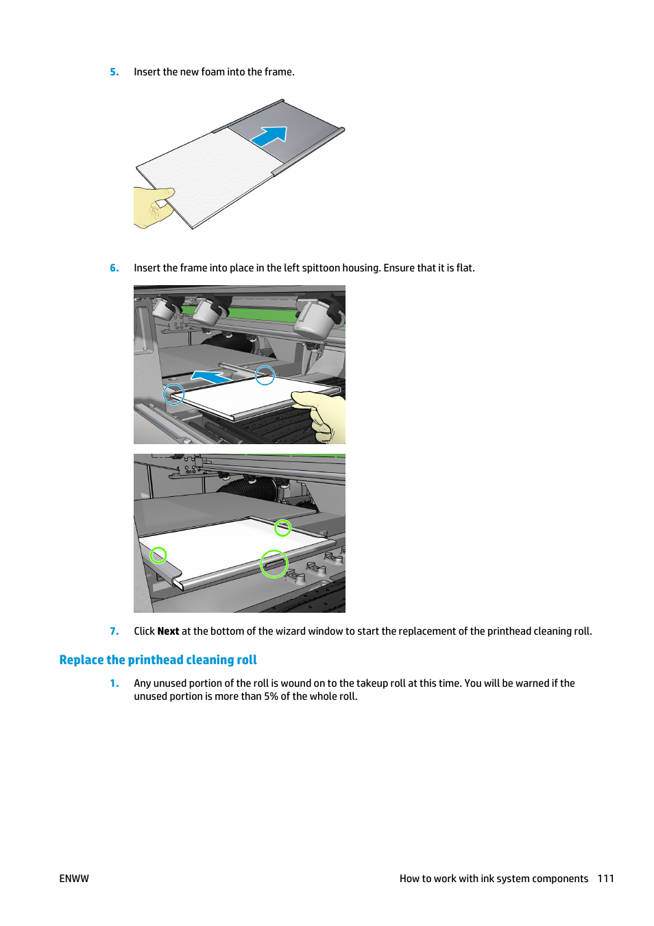 Replace the printhead cleaning roll | HP Latex 3000 Printer User Manual | Page 117 / 312