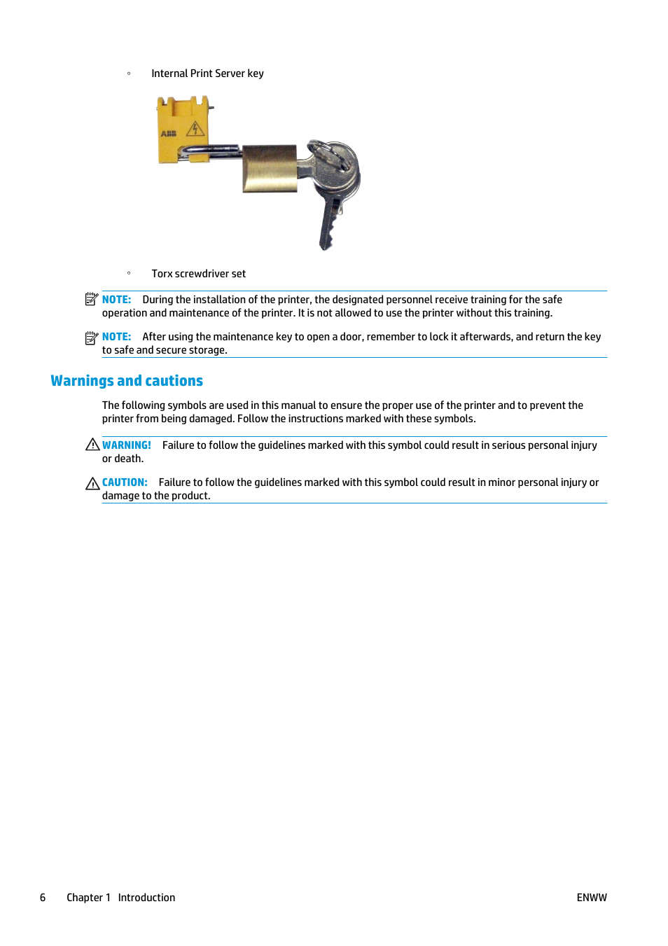 Warnings and cautions | HP Latex 3000 Printer User Manual | Page 12 / 312