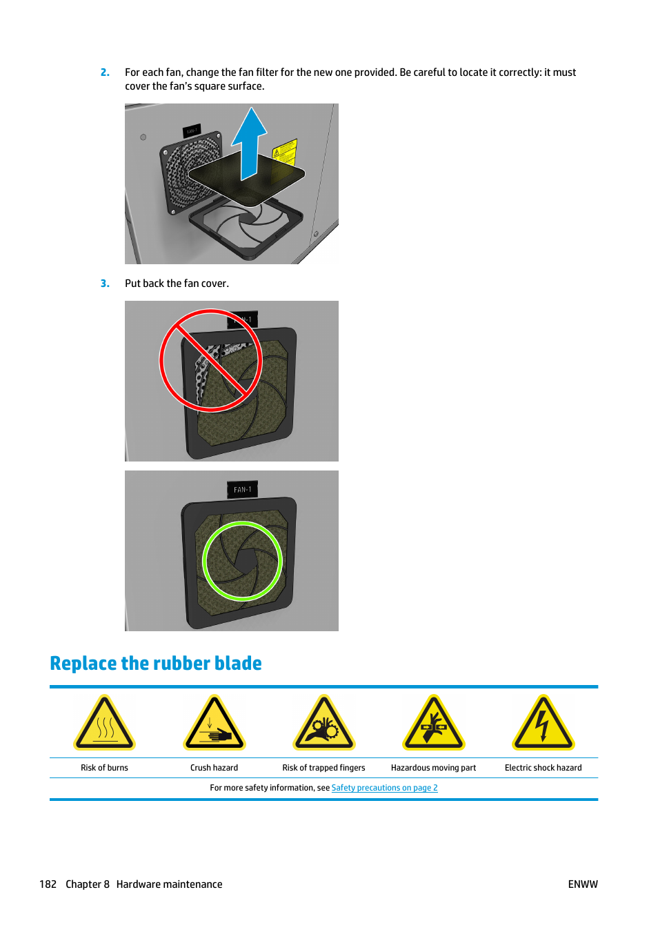Replace the rubber blade | HP Latex 3000 Printer User Manual | Page 188 / 312