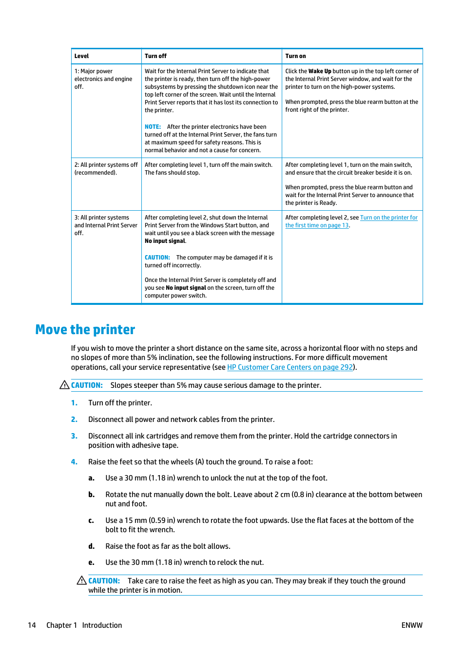 Move the printer | HP Latex 3000 Printer User Manual | Page 20 / 312