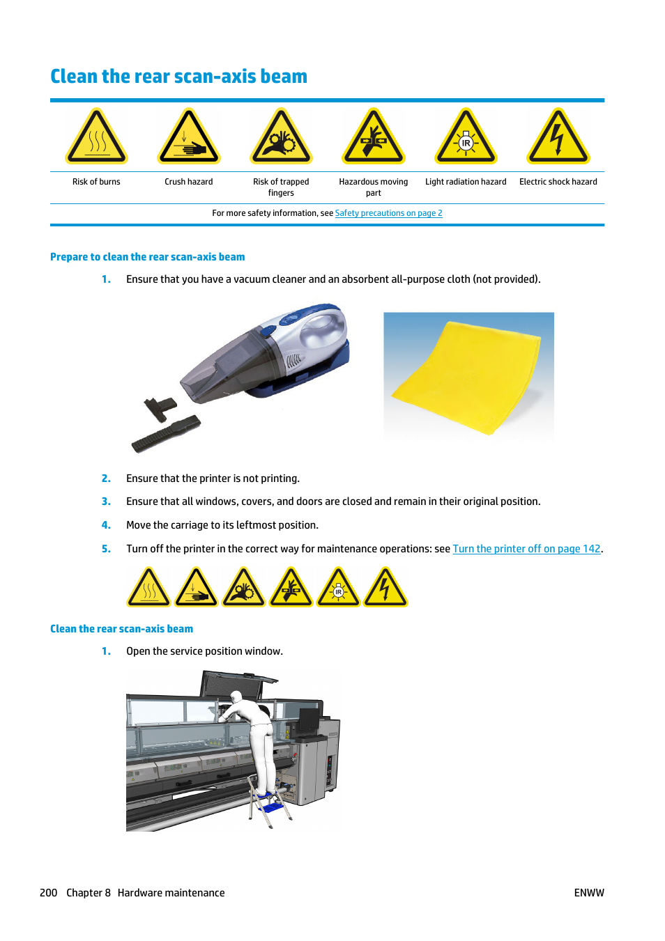 Clean the rear scan-axis beam | HP Latex 3000 Printer User Manual | Page 206 / 312