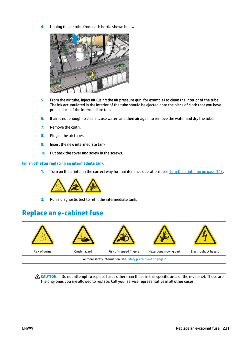 Replace an e-cabinet fuse | HP Latex 3000 Printer User Manual | Page 237 / 312