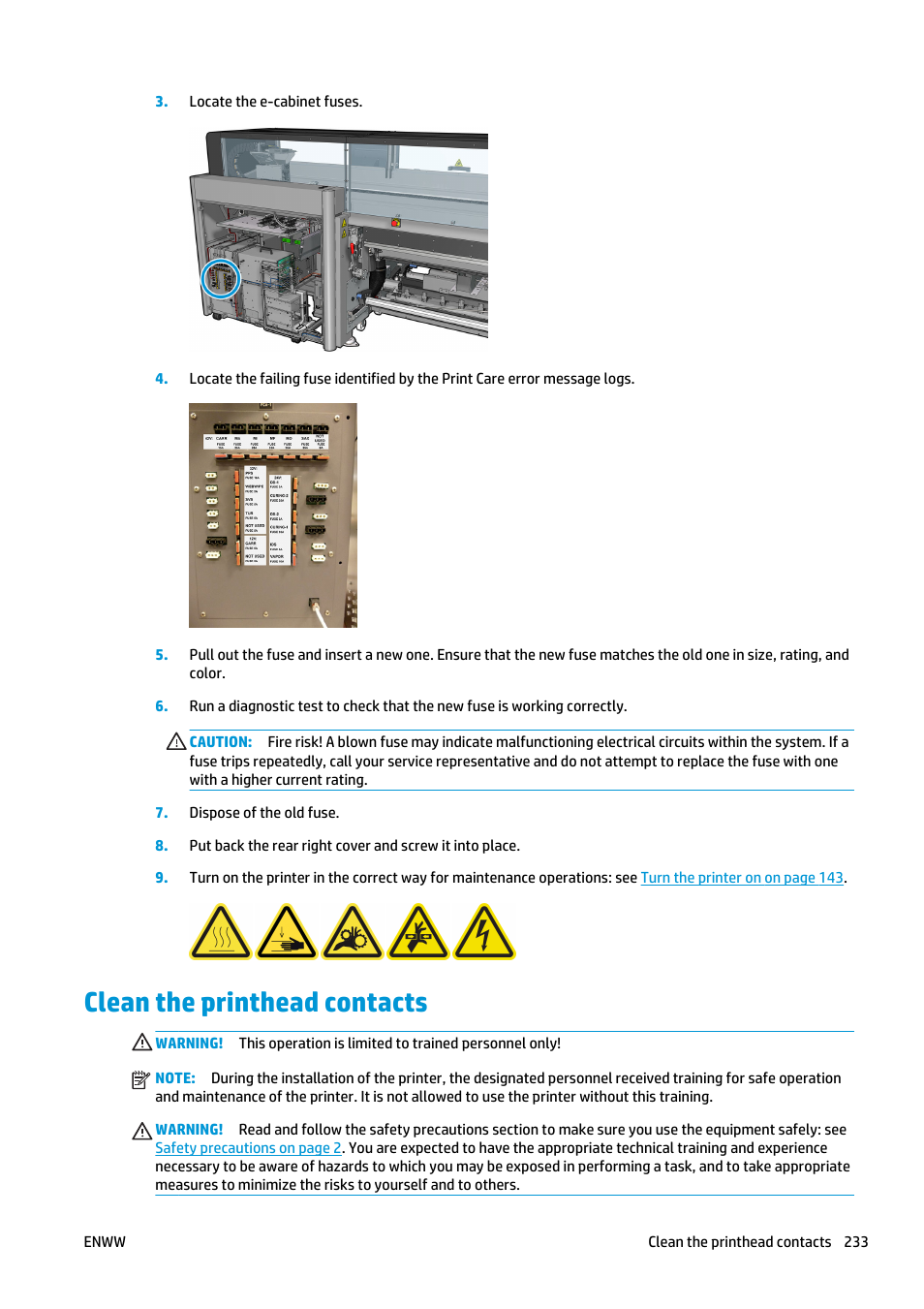 Clean the printhead contacts | HP Latex 3000 Printer User Manual | Page 239 / 312