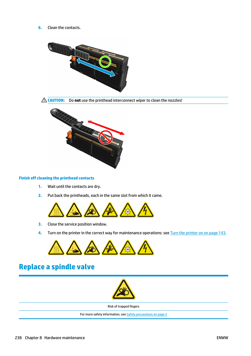 Replace a spindle valve | HP Latex 3000 Printer User Manual | Page 244 / 312