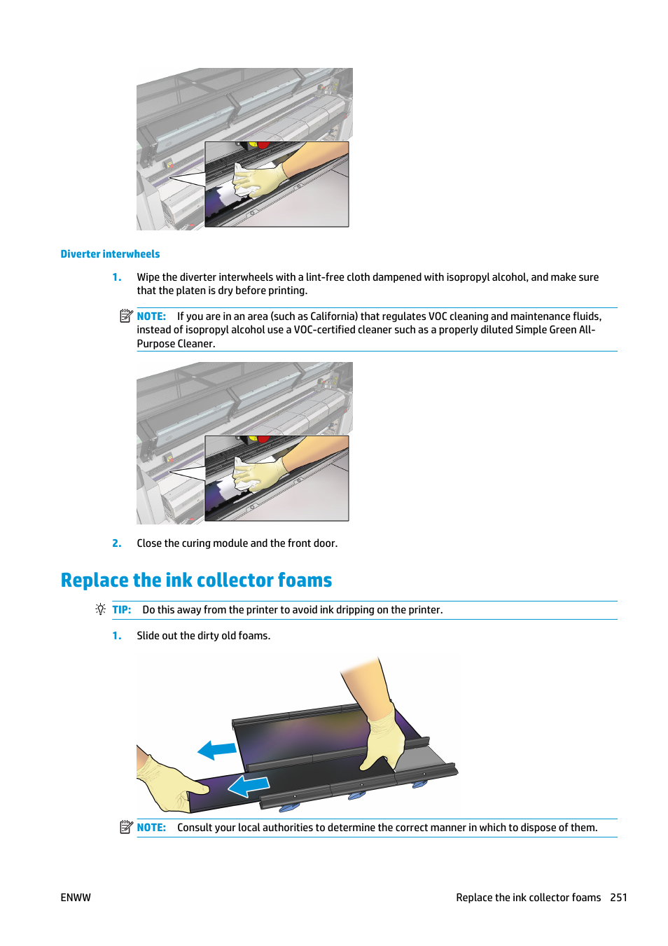 Replace the ink collector foams | HP Latex 3000 Printer User Manual | Page 257 / 312
