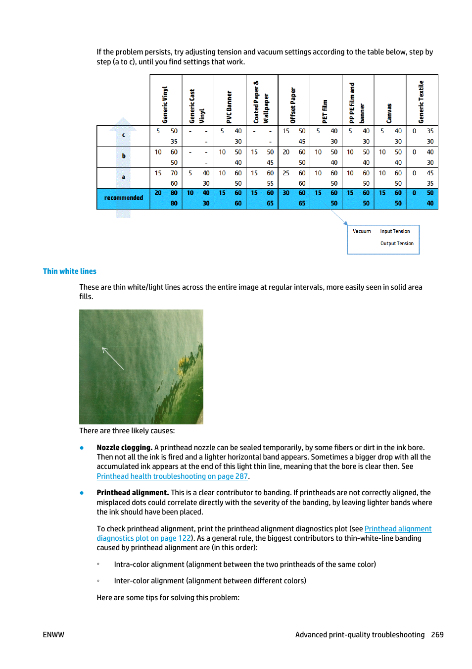 Thin white lines | HP Latex 3000 Printer User Manual | Page 275 / 312