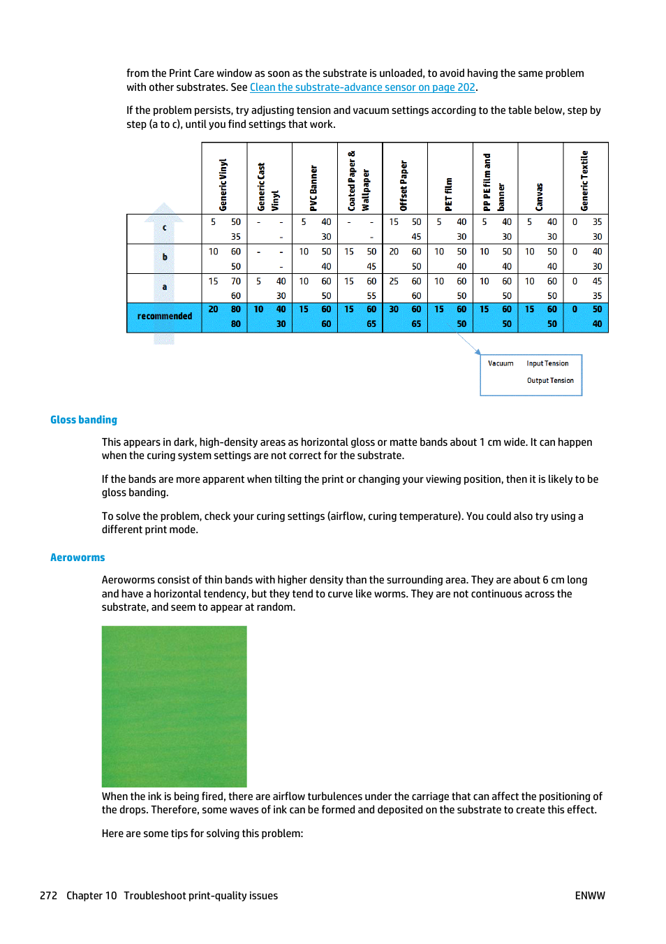 Gloss banding, Aeroworms | HP Latex 3000 Printer User Manual | Page 278 / 312