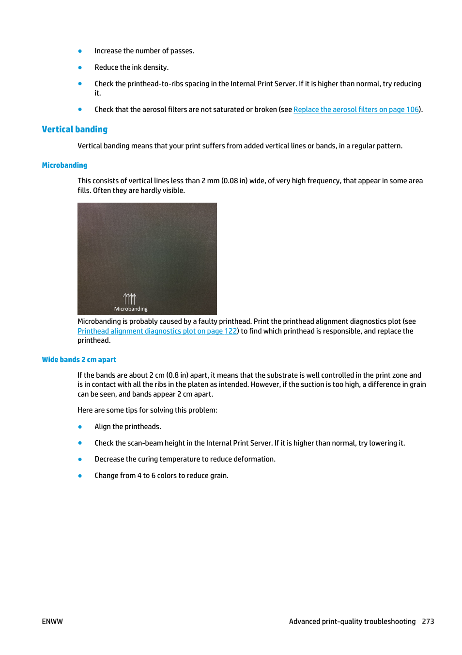 Vertical banding, Microbanding, Wide bands 2 cm apart | HP Latex 3000 Printer User Manual | Page 279 / 312