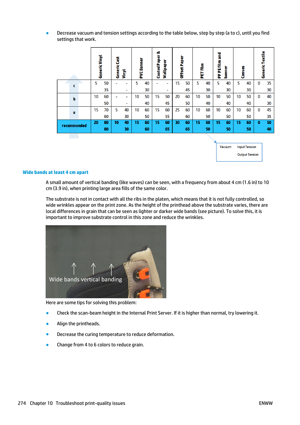 Wide bands at least 4 cm apart | HP Latex 3000 Printer User Manual | Page 280 / 312