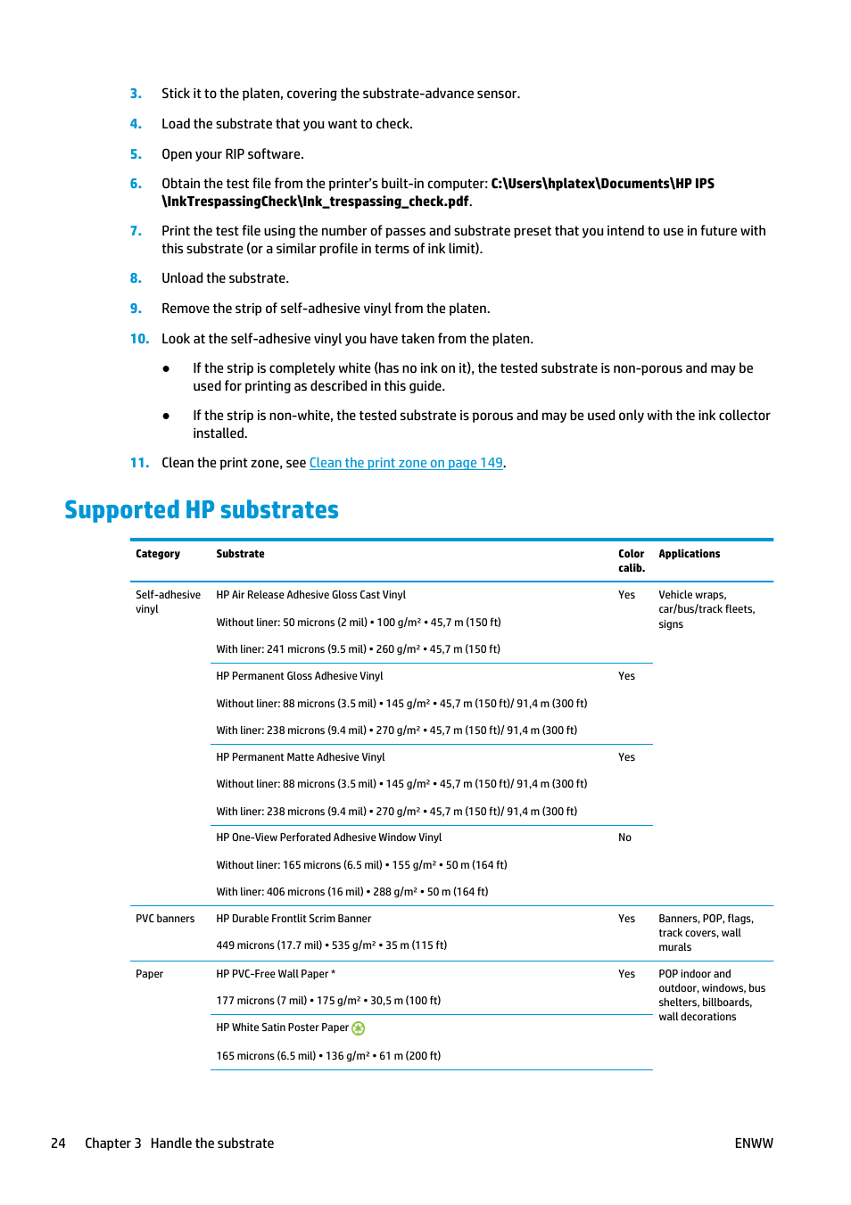 Supported hp substrates | HP Latex 3000 Printer User Manual | Page 30 / 312