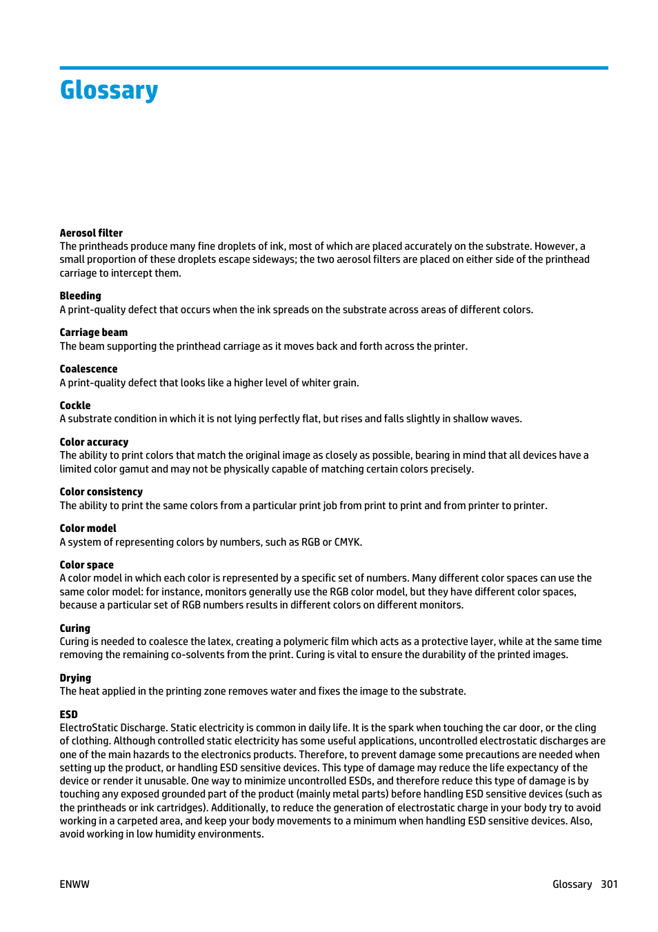 Glossary | HP Latex 3000 Printer User Manual | Page 307 / 312